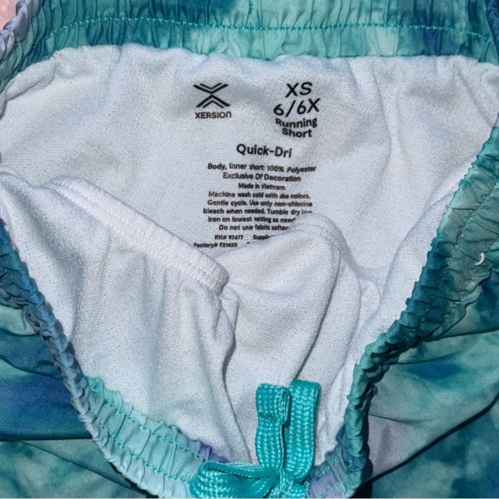 Girls Xersion Tie Dye Neon Size XS 6/6X Running Active Quick Dri Shorts Bottoms - Picture 3 of 9